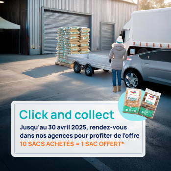 30€ offerts et le 3x sans frais sur les pellets et bûches premium